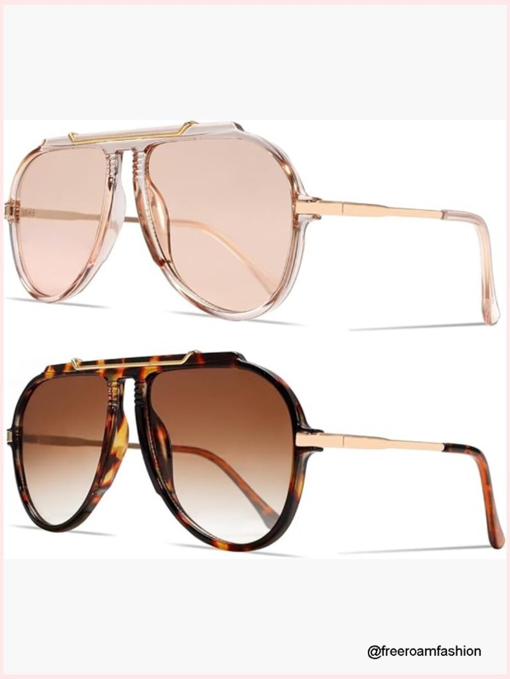 Oversized Aviator Sunglasses Retro 70s Gold Metal Frame UV400